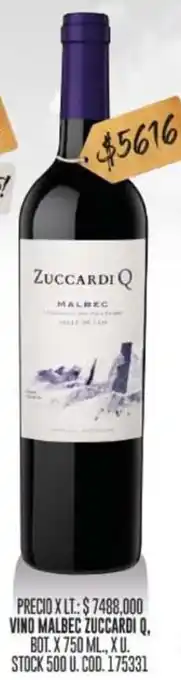 Coto VINO MALBEC ZUCCARDI Q. BOT. X 750ML oferta