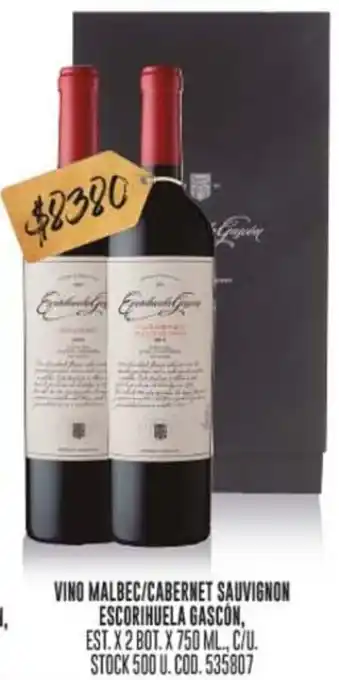 Coto VINO MALBEC/CABERNET SAUVIGNON ESCORIHUELA GASCÓN, EST. X 2 BOT. X 750 ML oferta