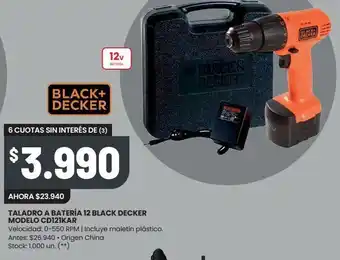 Changomas Taladro a batería 12 black decker modelo cd121kar oferta