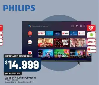 Changomas Smart tv led 55 4k philips 55pud7406 77 oferta