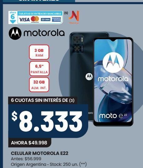 Changomas Celular motorola e22 oferta