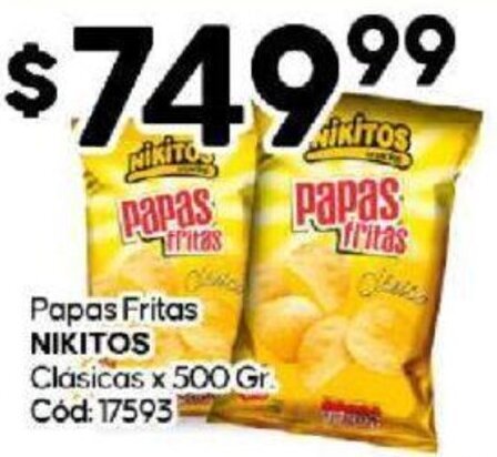 Diarco Papas Fritas NIKITOS Clasicas x 500 Gr. oferta