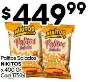 Diarco Palitos Salados NIKITOS x 400 Gr. oferta