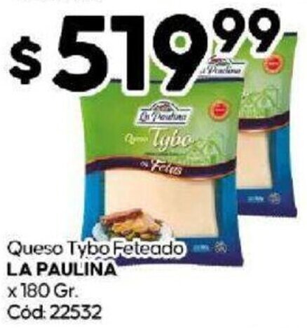 Diarco Queso Tybo Feteado LA PAULINA x 180 Gr. oferta