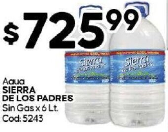 Diarco Agua SIERRA DE LOS PADRES Sin Gas x 6 Lt. oferta