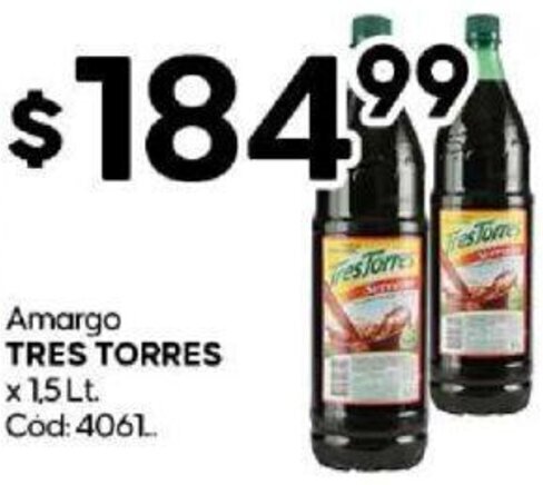 Diarco Amargo TRES TORRES x 1,5 Lt. oferta