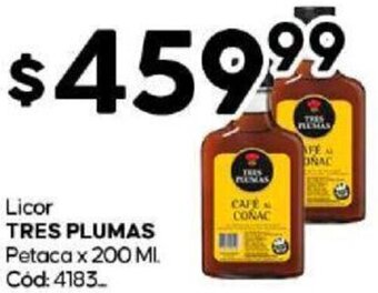 Diarco Licor TRES PLUMAS Petaca x 200 ML oferta