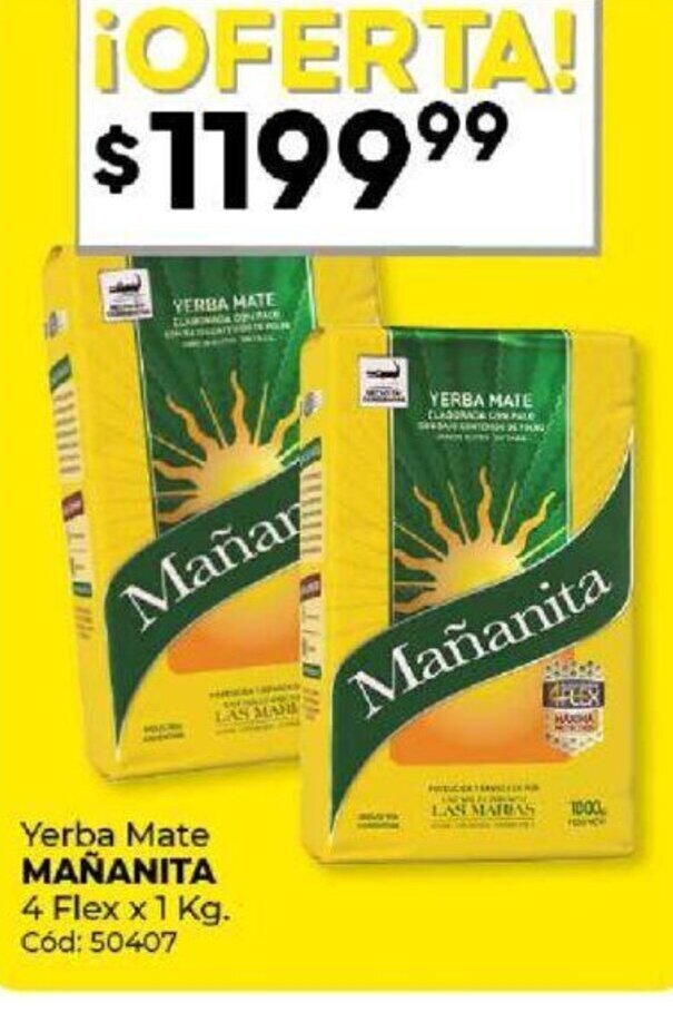 Diarco Yerba Mate MAÑANITA 4 Flex x 1 Kg. oferta