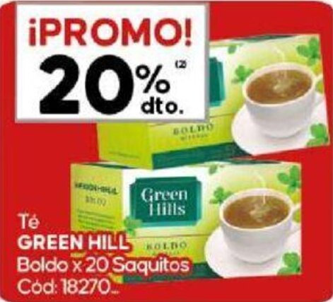Diarco Té GREEN HILL KOLBO Boldo x 20 Saquitos oferta