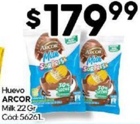 Diarco Huevo ARCOR Milk 22 Gr oferta