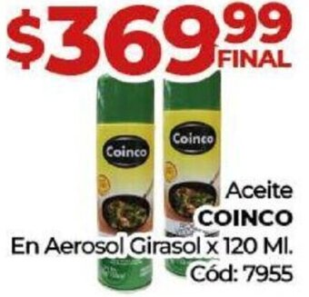 Diarco Aceite COINCO En Aerosol Girasol x 120 MI. Cód: 7955 oferta