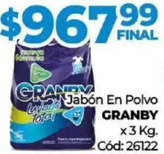 Diarco Jabón En Polvo GRANBY x 3 Kg. Cód: 26122 oferta