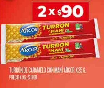 Supermercados DIA TURRÓN DE CARAMELO CON MANÍ ARCOR X 25 G. oferta