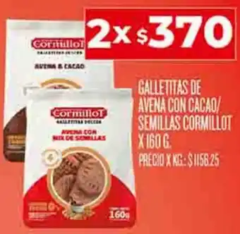 Supermercados DIA GALLETITAS DE AVENA CON CACAO/ SEMILLAS CORMILLOT X 160 G. oferta