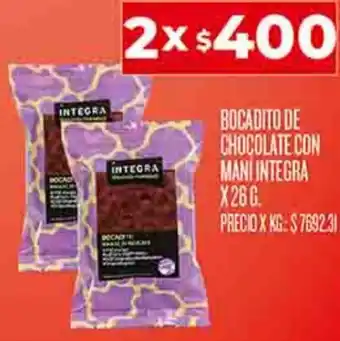 Supermercados DIA BOCADITO DE CHOCOLATE CON MANI INTEGRA X26G oferta