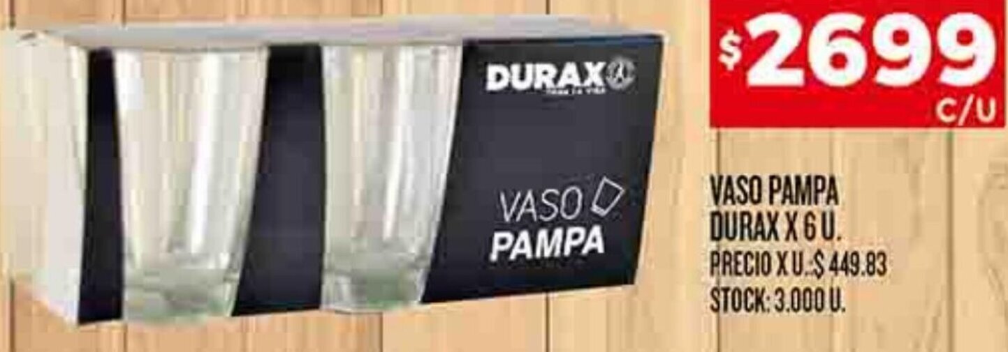 Supermercados DIA VASO PAMPA DURAX X 6 U. oferta