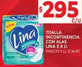 Supermercados DIA TOALLA INCONTINENCIA CON ALAS LINA X 8 U. oferta