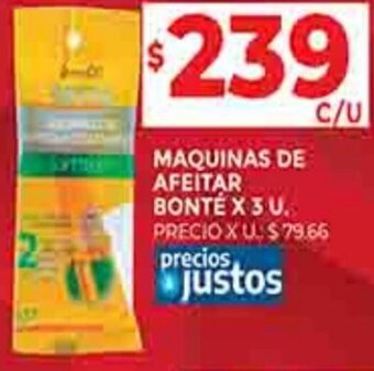 Supermercados DIA MAQUINAS DE AFEITAR BONTÉ X 3 U. oferta