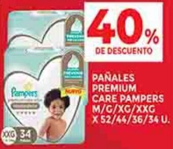 Supermercados DIA PAÑALES PREMIUM CARE PAMPERS M/G/XG/XXG X 52/44/36/34 U. oferta