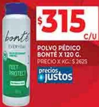 Supermercados DIA POLVO PÉDICO BONTÉ X 120 G. oferta