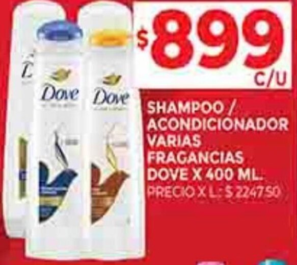 Supermercados DIA SHAMPOO / V ACONDICIONADOR ARIAS FRAGANCIAS DOVE X 400 ML. oferta