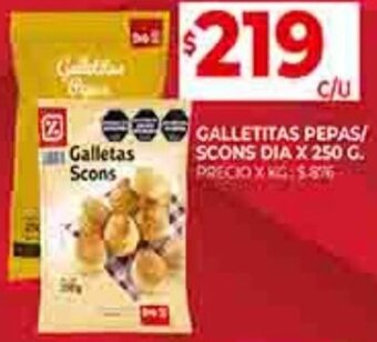 Supermercados DIA GALLETITAS PEPAS! SCONS DIA X 250 G. oferta