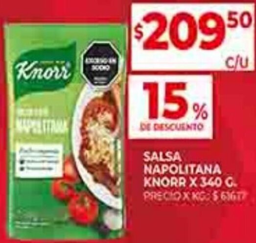 Supermercados DIA SALSA NAPOLITANA KNORR X 340 G oferta
