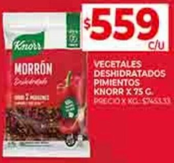 Supermercados DIA VEGETALES DESHIDRATADOS PIMIENTOS KNORR X 75 G. oferta