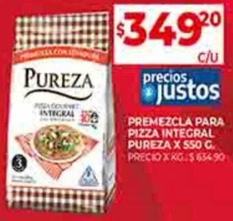 Supermercados DIA PREMEZCLA PARA PIZZA INTEGRAL PUREZA X 550 G oferta