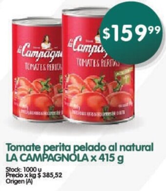 Supermercados Buenos Días Tomate perita pelado al natural LA CAMPAGNOLA x 415 g oferta