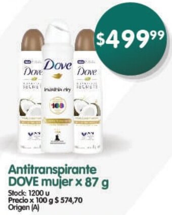 Supermercados Buenos Días Antitranspirante DOVE mujer x 87 g oferta
