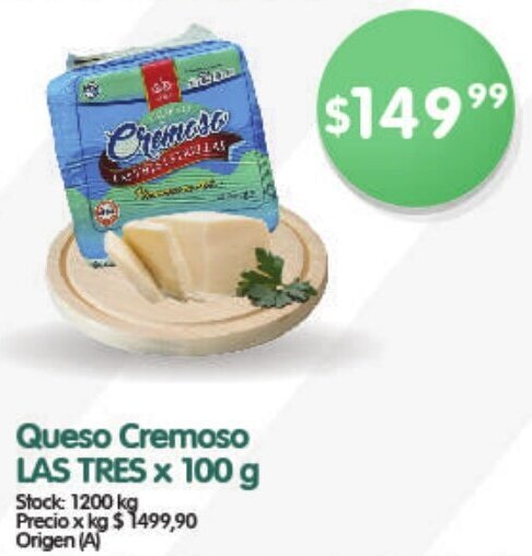 Supermercados Buenos Días Queso Cremoso LAS TRES X 100 g oferta