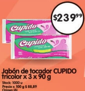 Supermercados Buenos Días Jabón de tocador CUPIDO tricolor x 3 x 90 g oferta