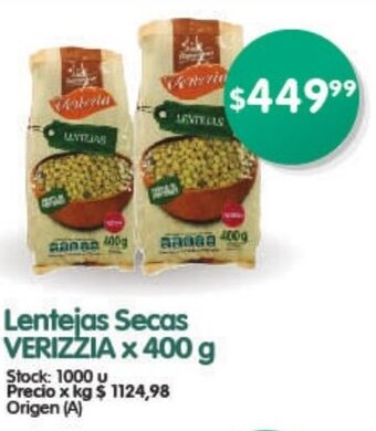 Supermercados Buenos Días Lentejas Secas VERIZZIA x 400 g oferta