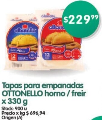 Supermercados Buenos Días Tapas para empanadas OTTONELLO horno / freir X 330G oferta