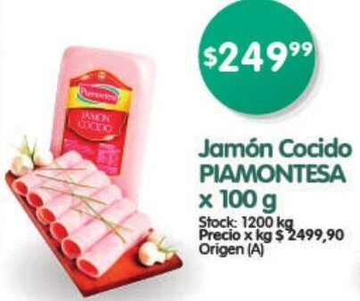 Supermercados Buenos Días Jamón Cocido PIAMONTESA x 100 g oferta