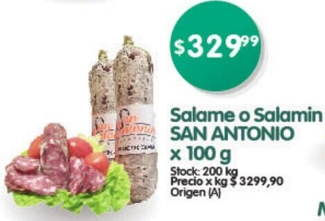 Supermercados Buenos Días Salame o Salamin SAN ANTONIO X 100G oferta