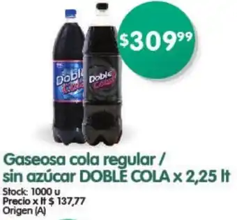 Supermercados Buenos Días Gaseosa cola regular / sin azúcar DOBLE COLA x 2,25 It oferta