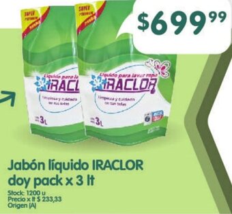 Supermercados Buenos Días Jabón líquido IRACLOR doy pack x 3 It oferta