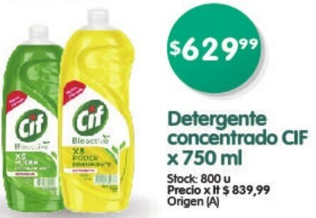 Supermercados Buenos Días Detergente concentrado CIF x 750 ml oferta