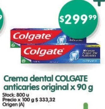 Supermercados Buenos Días Crema dental COLGATE anticaries original x 90 g oferta