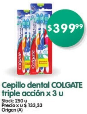 Supermercados Buenos Días Cepillo dental COLGATE triple acción x3u oferta