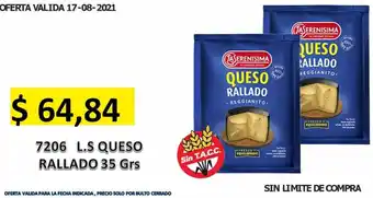 Hipermay 7206 L.S Queso Rallado 35grs oferta