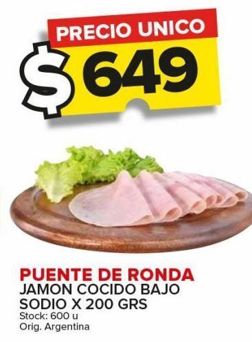 Carrefour Maxi Jamón cocido bajo sodio x 200g puente de ronda oferta