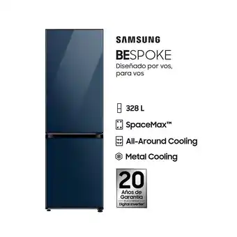 Frávega Heladera no frost inverter samsung bespoke rb33a307041 328lt glam navy oferta