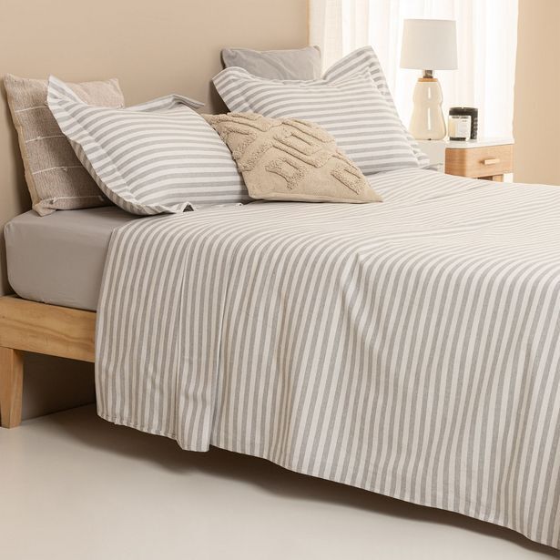 Arredo Cubrecama king size melange rayitas naturales oferta