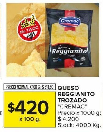 Carrefour Maxi Queso reggianito trozado cremac x 100g oferta