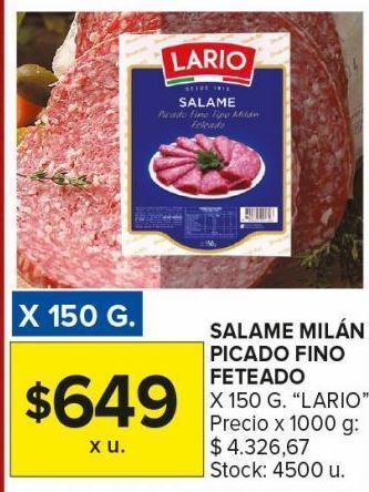 Carrefour Maxi Salame milán lario picado fino feteado x 150g oferta