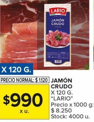 Carrefour Maxi Jamón crudo lario x 120g oferta