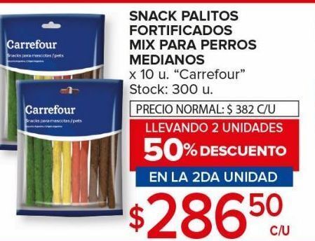 Carrefour Maxi Snack palitos fortificados mix para perros medianos carrefour x 10uni oferta